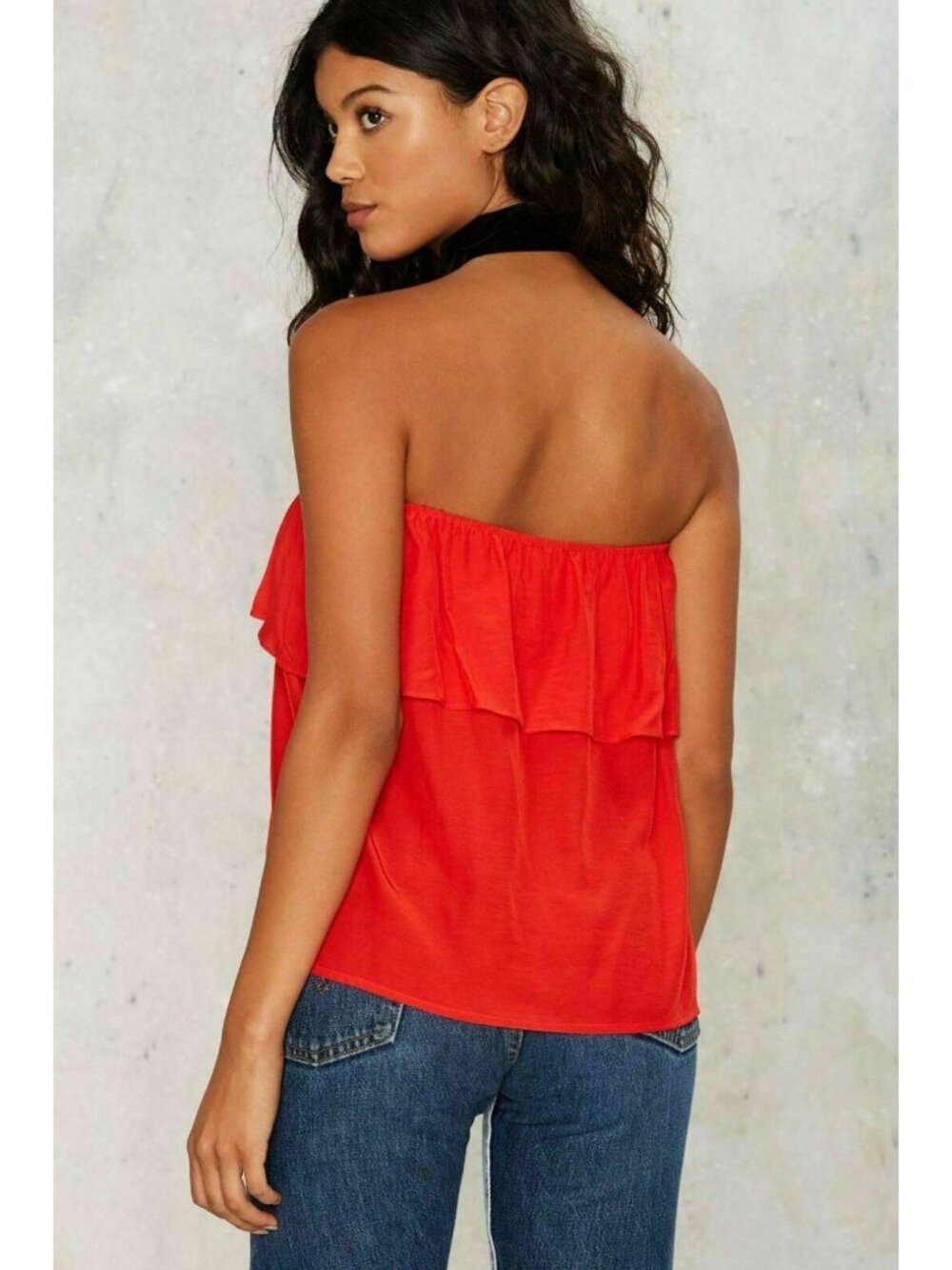 Nasty Gal Private Practice Strapless Ruffle Tube Top Red Size M Women's NWT - Picture 3 of 13